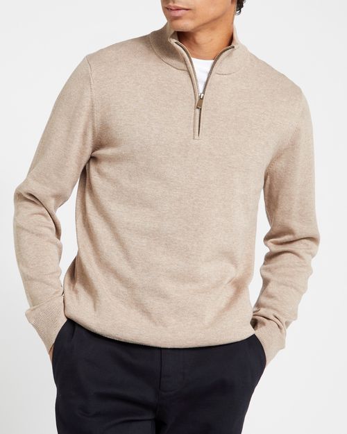 Cotton Quarter Zip Jumper