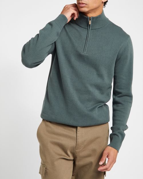 Cotton Quarter Zip Jumper