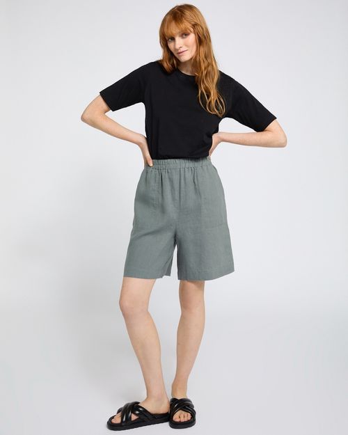 Carolyn Donnelly The Edit Khaki Linen Shorts