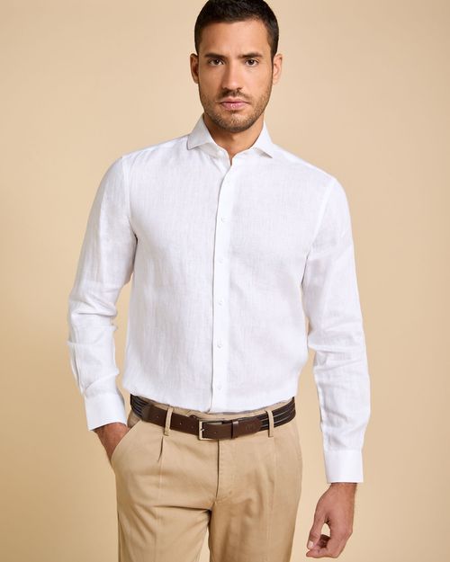 Paul Costelloe Living Men Cutaway Collar Linen Shirt