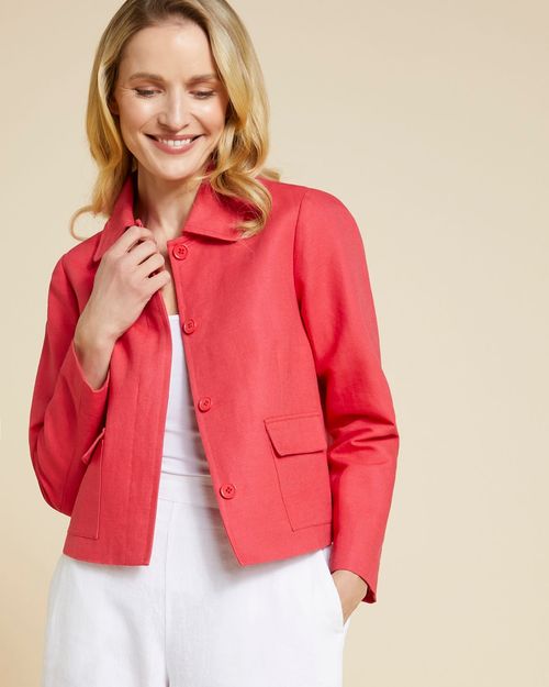 Paul Costelloe Living Studio Red Linen Crop Jacket