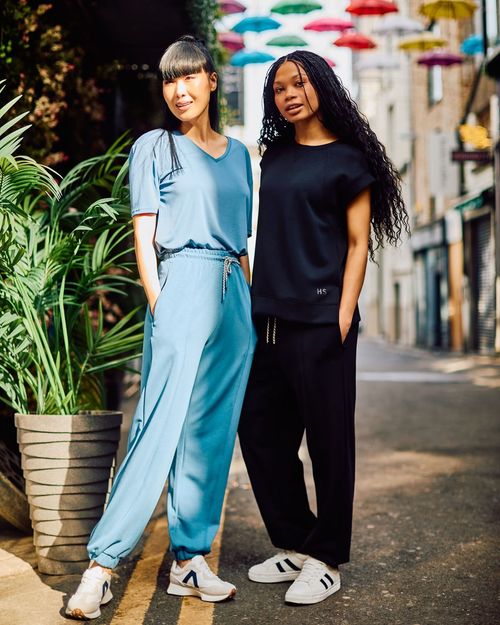 Helen Steele Black Modal Soft Touch Gathered Hem Jogger