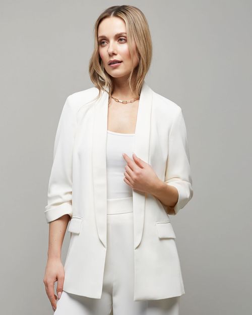 Rouched Sleeve Suit Blazer