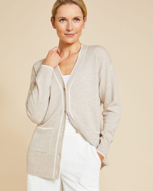 Paul Costelloe Living Studio Stone Merino Wool Cardigan
