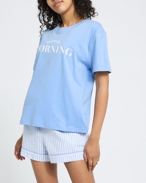 T-Shirt And Woven Short Pyjama Set