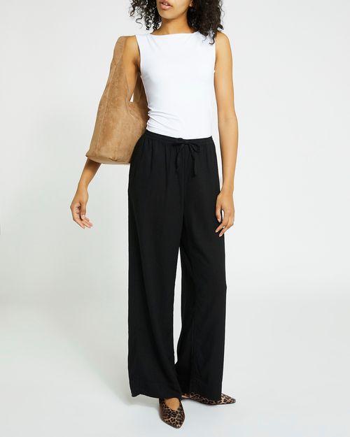 Wide Leg Linen Blend Trousers