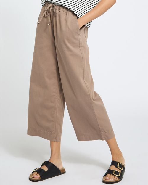 Soft Wide Leg Crop Culotte Trousers