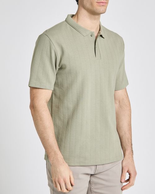 Regular-Fit Vertical Rib Polo Shirt