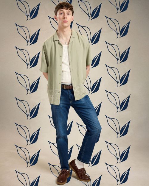 Paul Galvin Fuinseog Ash Leaf Border Print Shirt