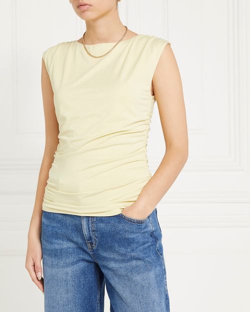 Gallery Sleeveless Rouched Slash Neck Top