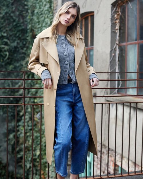 Gallery Double Breasted Belted Trench Coat