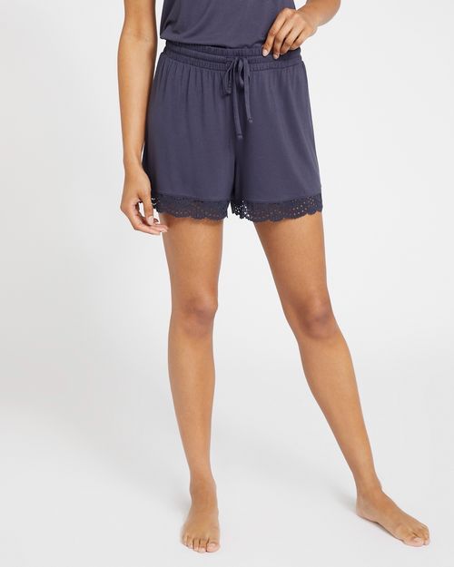 Lace Trim Viscose Pyjama Shorts