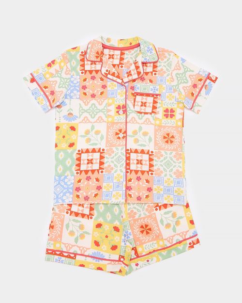 Printed Revere Short-Sleeved Pyjamas (3-14 years)