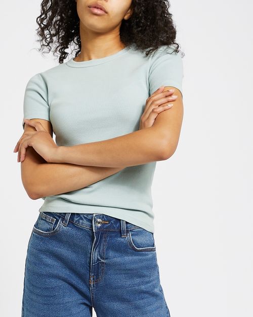 Short Sleeve Rib Crew Neck T-Shirt