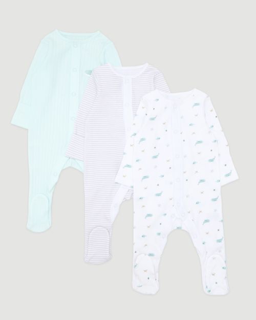 Pure Cotton Sleepsuits - Pack Of 3 (Newborn-23 Months)