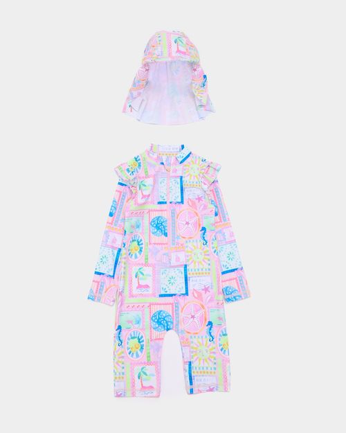Postcard Unitard Swimsuit Set (6 Months-6 Years) - 2 Pieces