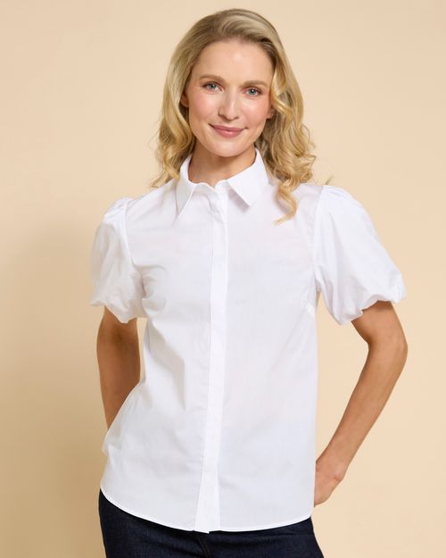 Paul Costelloe Living Studio White Puff Sleeve Shirt