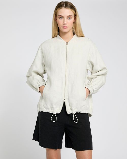 Carolyn Donnelly The Edit Linen Bomber Jacket