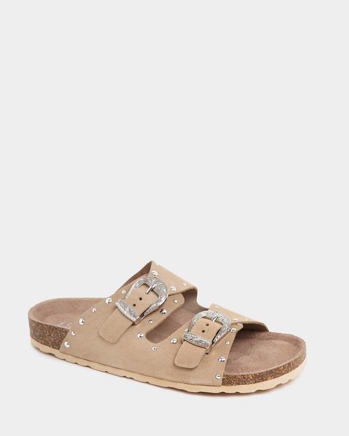 Leather Stud Footbed Sandals