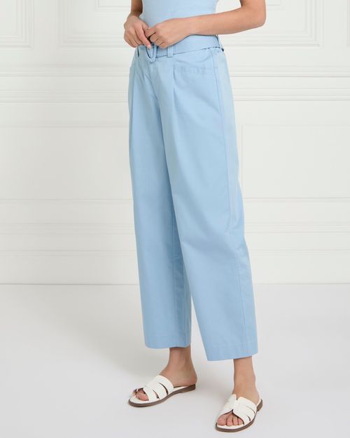 Gallery Cotton Belted Poplin Wide Leg Trousers
