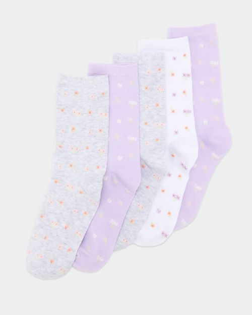 Cotton Rich Crew Socks - Pack Of 5