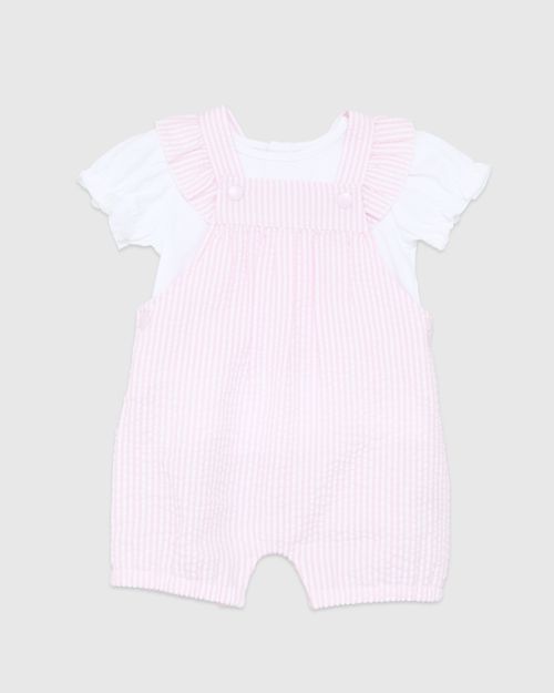 Pink Stripe Dungarees (Newborn-12 Months)