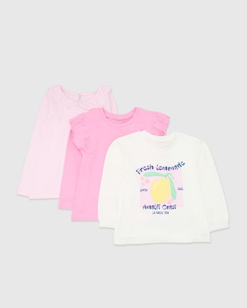 Long-Sleeved Top - Pack Of 3 (6 Months-5 Years)