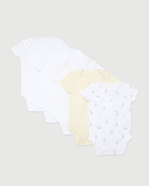 Pure Cotton Bodysuit - Pack Of 5 - (Newborn-3 Years)
