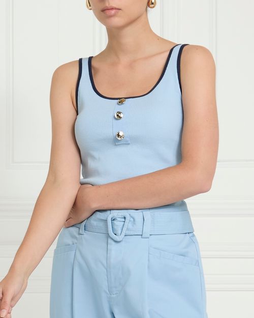 Gallery Sylvie Gold Button Cotton Vest