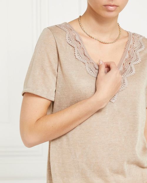 Gallery Freida Lace Linen Look T-Shirt