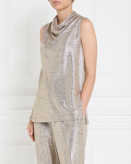 Gallery Freida Gold Cowl Neck Co-Ord Top