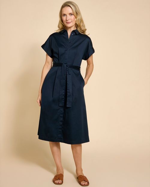 Paul Costelloe Living Studio Navy Cotton Shirt Dress