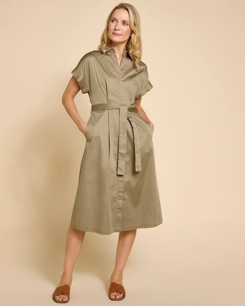 Paul Costelloe Living Studio Khaki Cotton Shirt Dress