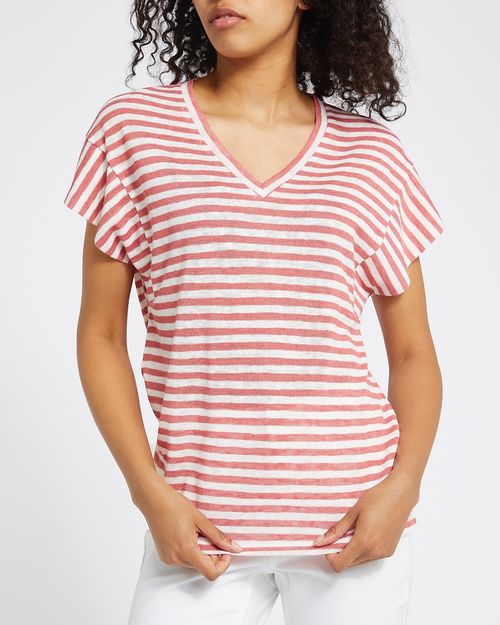 Linen Look V-Neck T-Shirt