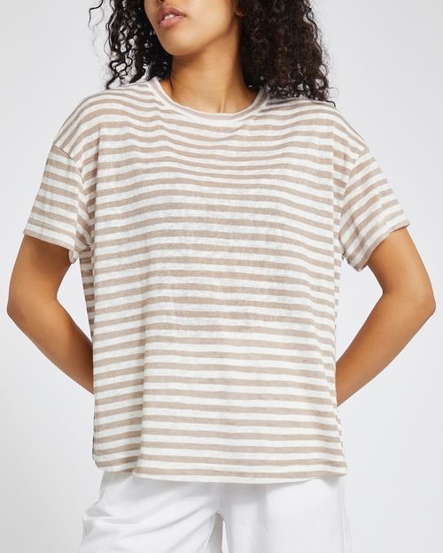 Linen Look Crew Neck T-Shirt