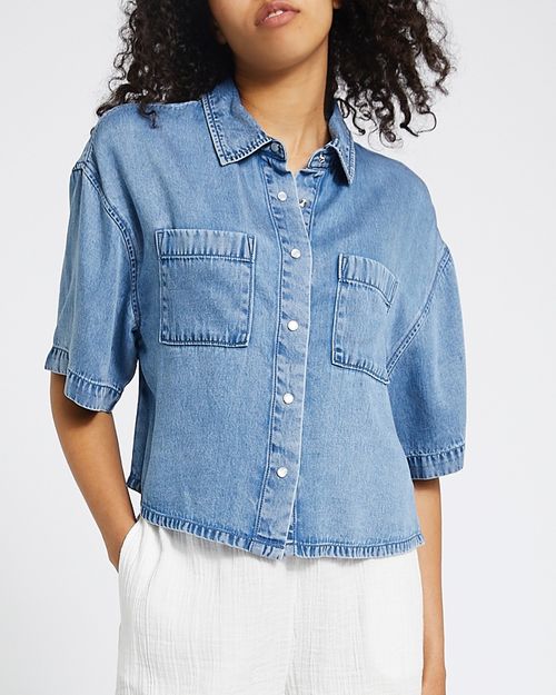 Boxy Short Sleeve Denim Shirt