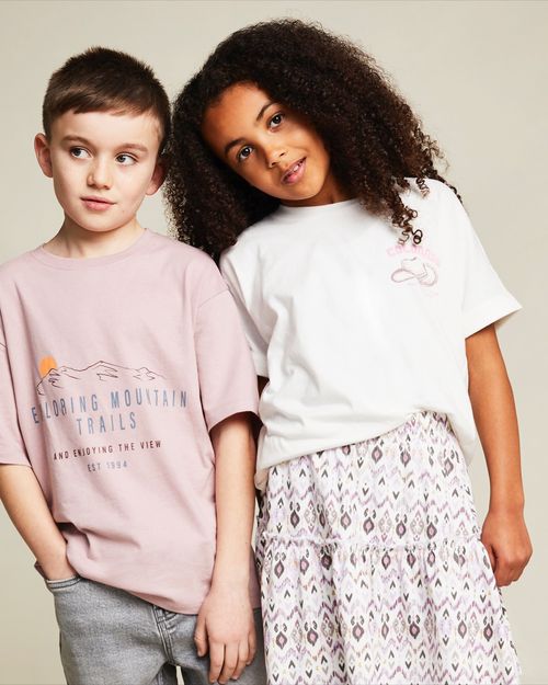 Printed Curved Hem T-Shirt (2-14 Years)