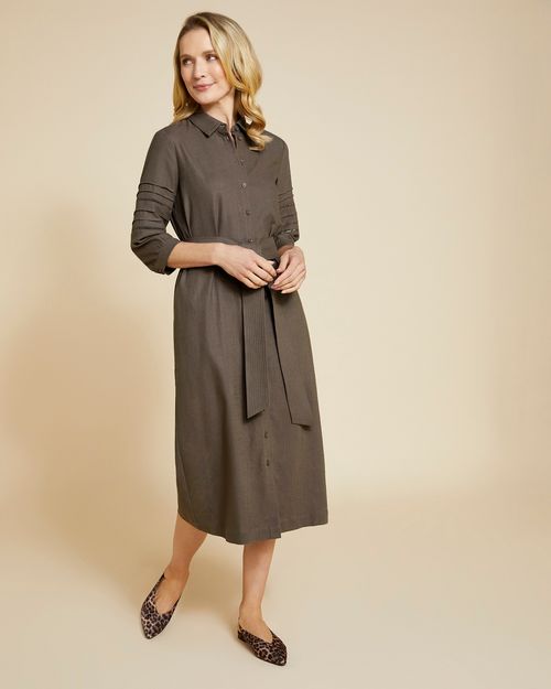 Paul Costelloe Living Studio Khaki Shirt Dress
