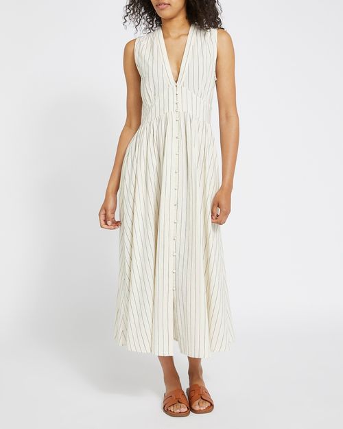 Stripe Sleeveless Midi Dress