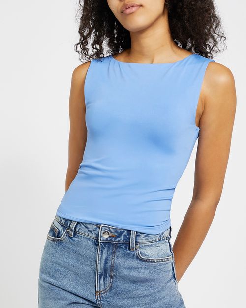 Boat Neck  Polyamide Fitted Stretch Vest