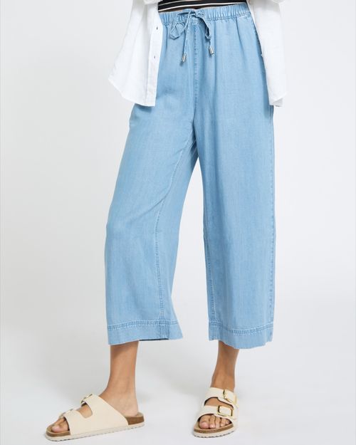 Soft Wide Leg Crop Lyocell Trousers