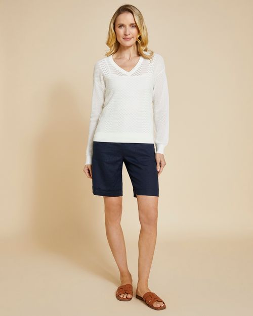 Paul Costelloe Living Studio Navy 100% Linen Shorts
