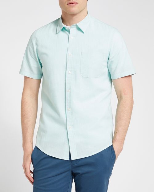 Regular Fit Linen Blend Short Sleeve Shirt