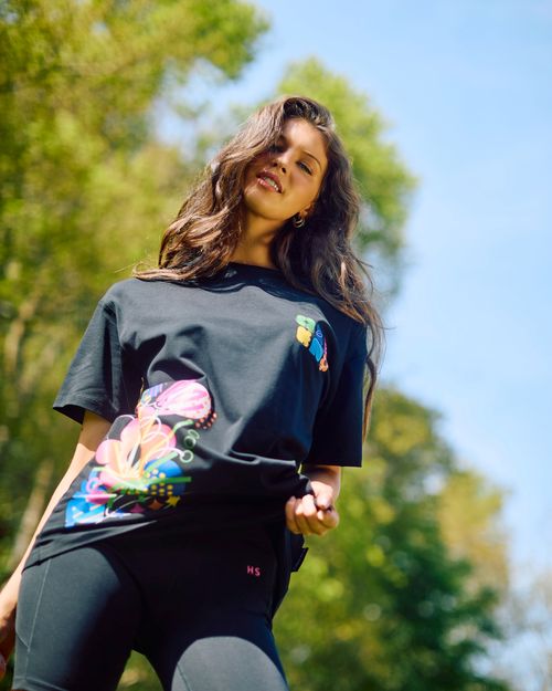 Helen Steele Black Placement Print T-Shirt