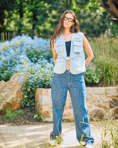 Helen Steele Printed Denim Jeans