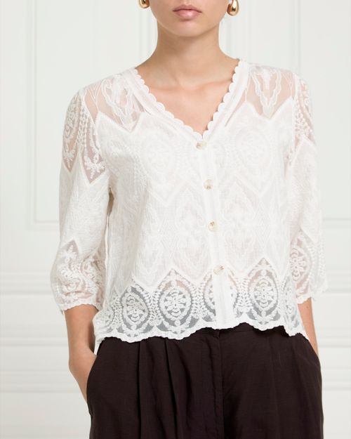 Gallery Lace Button Top
