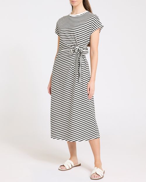 Cotton Tie Side Jersey Midi Dress