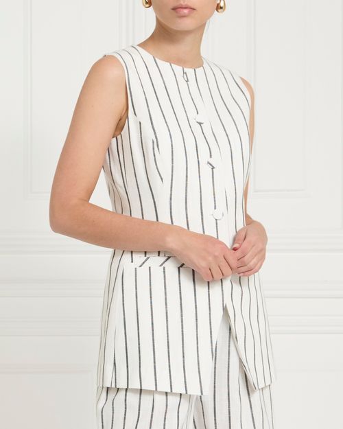 Gallery Pinstripe Longline Waistcoat