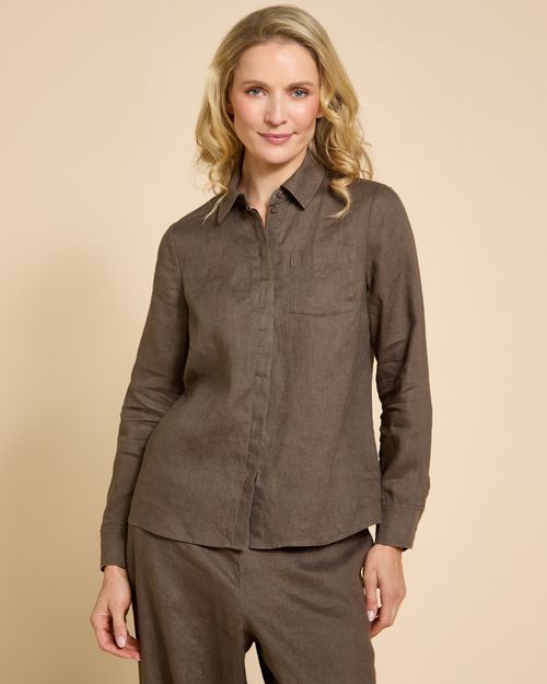 Paul Costelloe Living Studio Khaki Linen Shirt