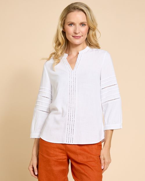 Paul Costelloe Living Studio White Embroidery Shirt